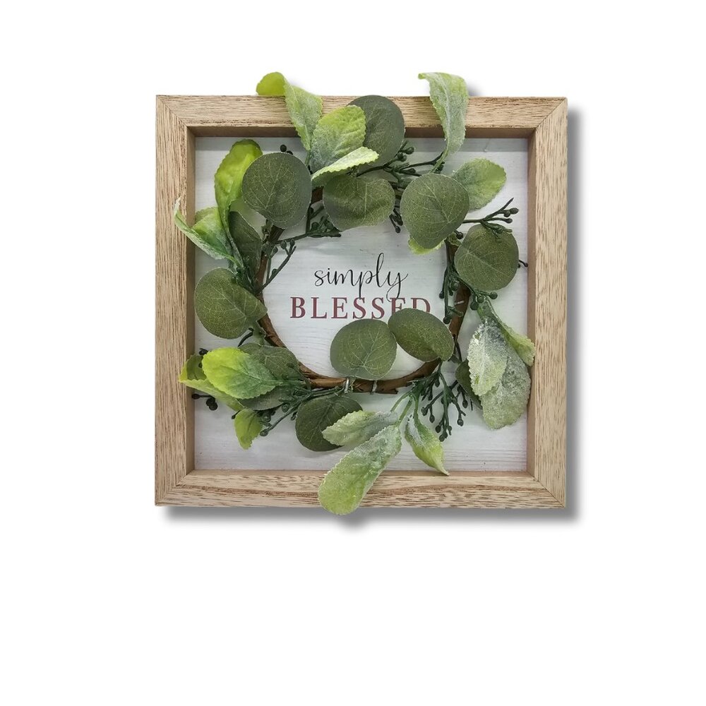 Wood Framed Decor Sign with "Simply Blessed"
